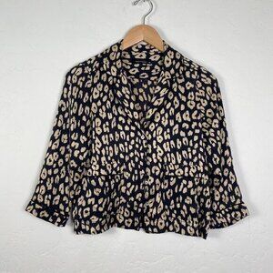 KATE MOSS x EQUIPMENT $288‎ Size Small Leopard Print 100% Silk Button-Up Top